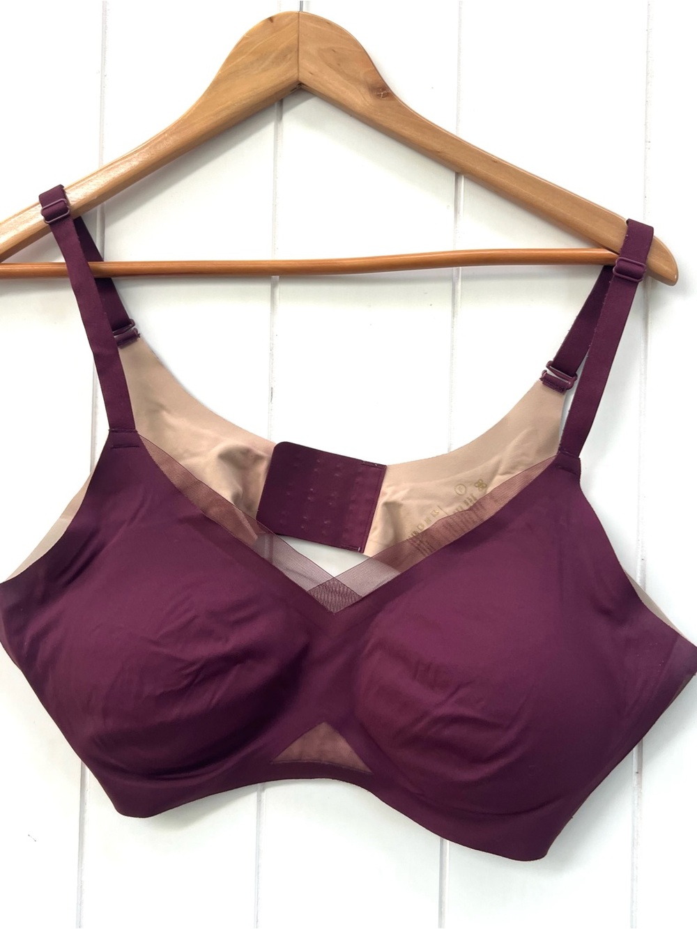 Honeylove CrossOver Wireless Bra Maroon Red XL - Picture 2 of 7